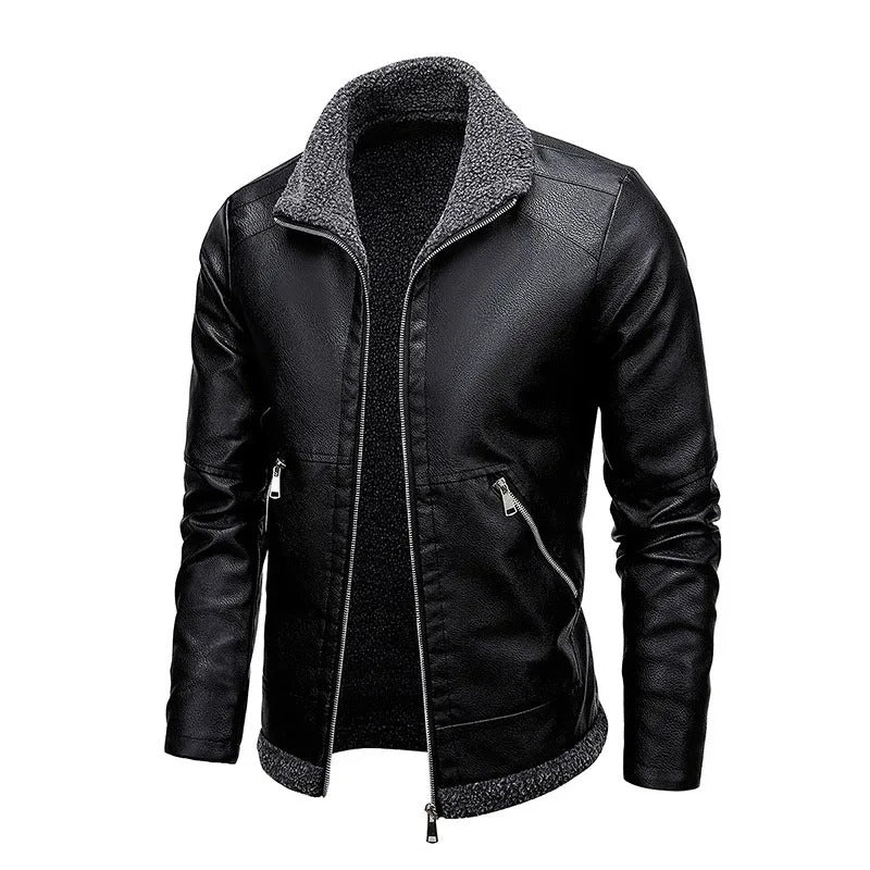 Elegante Giacca in Pelle e Fleece
