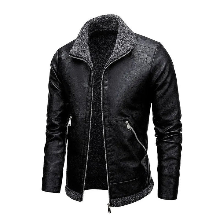 Elegante Giacca in Pelle e Fleece