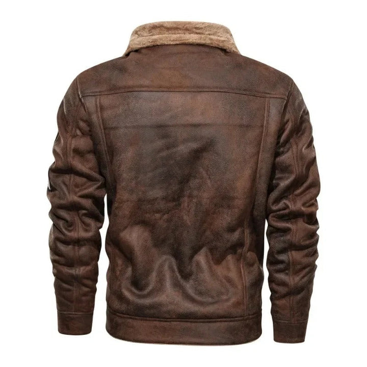 Elegante giacca in pelle e fleece caldo