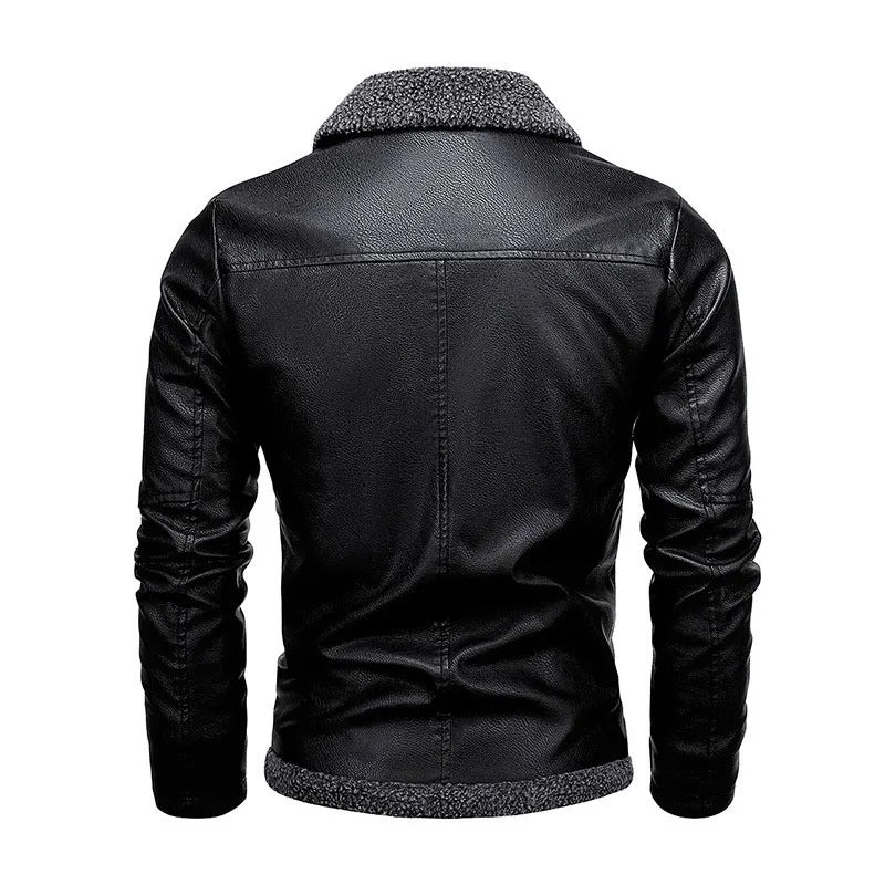 Elegante Giacca in Pelle e Fleece