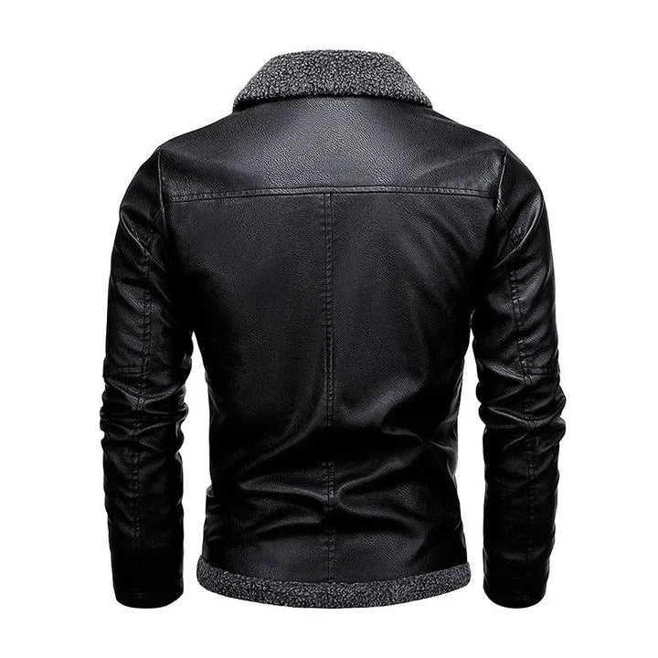 Elegante Giacca in Pelle e Fleece
