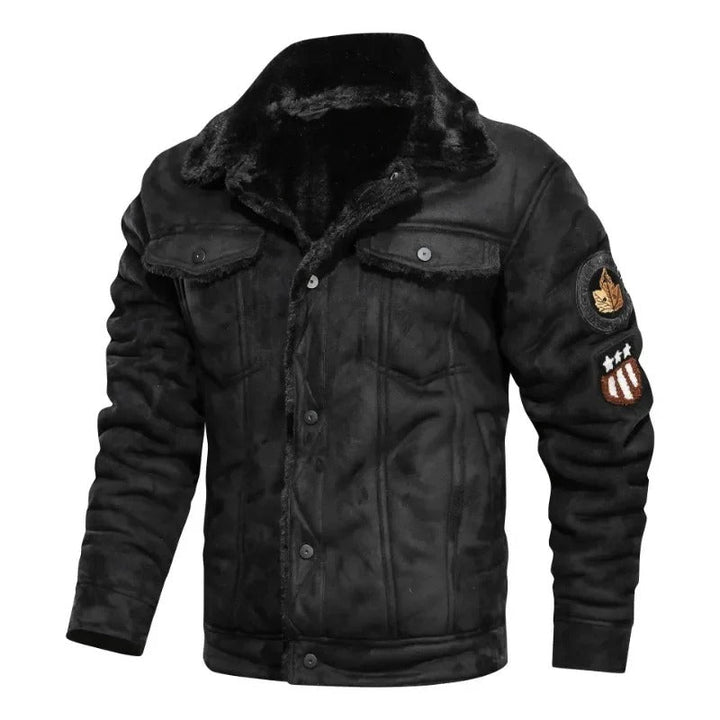 Elegante giacca in pelle e fleece caldo
