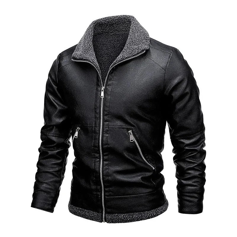Elegante Giacca in Pelle e Fleece