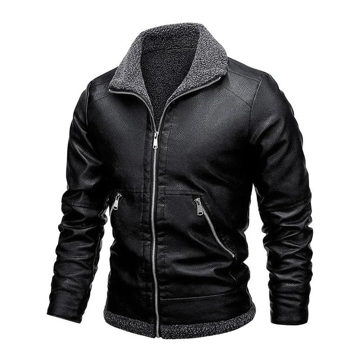 Elegante Giacca in Pelle e Fleece
