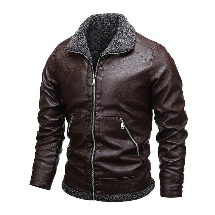 Elegante Giacca in Pelle e Fleece