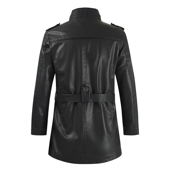 Elegante giacca da biker lunga in pelle