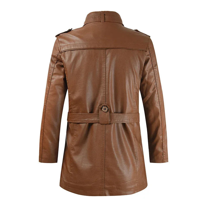 Elegante giacca da biker lunga in pelle