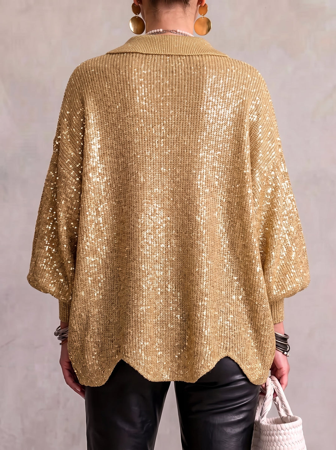 Elvinia™ | Cardigan oversize con colletto e grandi bottoni in metallo