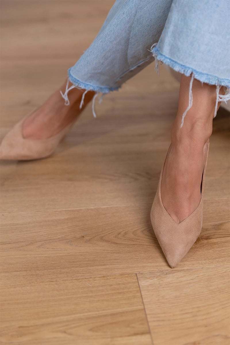 Isla - Décolleté slingback color carne con tacco sottile