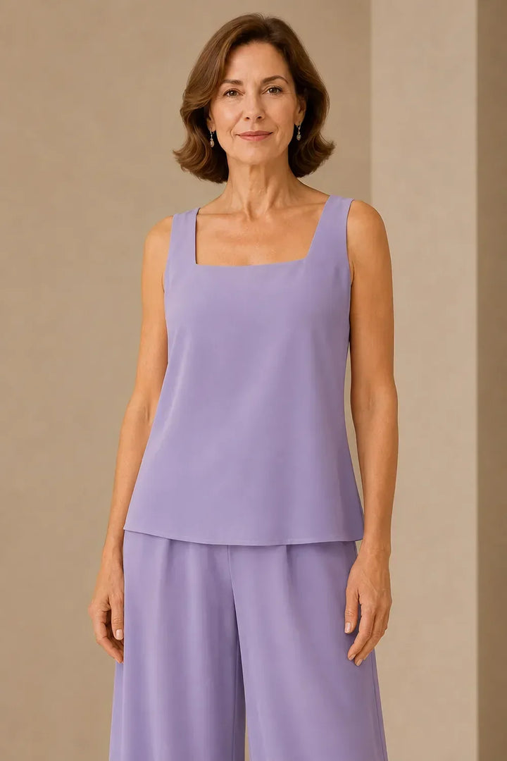 Elegante completo pantalone in chiffon per la madre della sposa