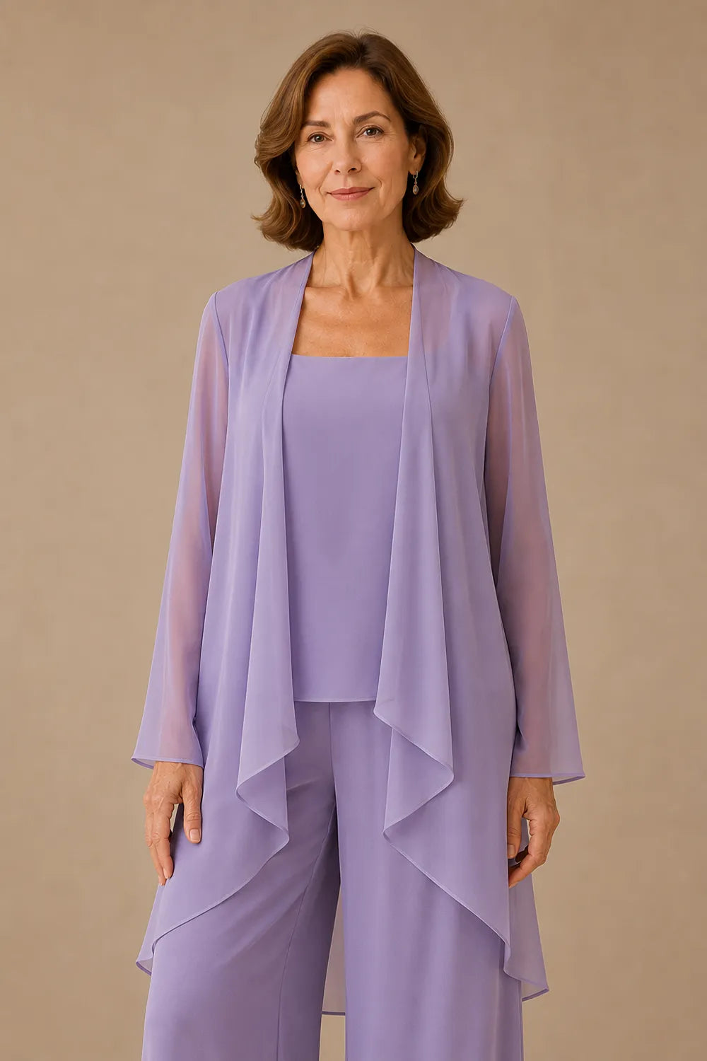 Elegante completo pantalone in chiffon per la madre della sposa
