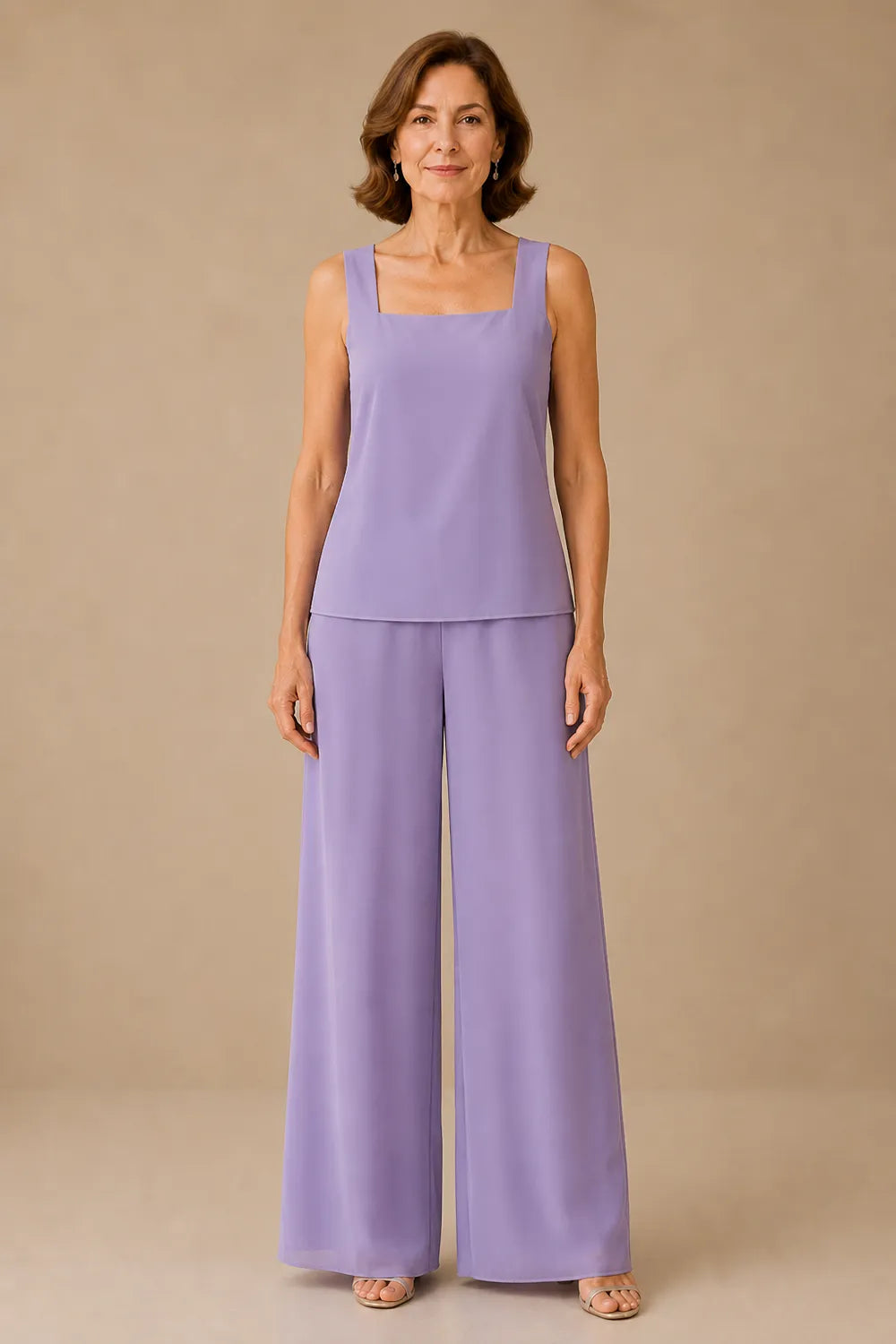 Elegante completo pantalone in chiffon per la madre della sposa