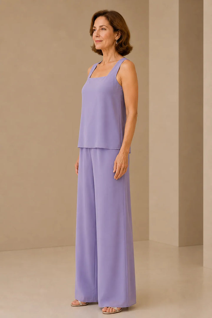 Elegante completo pantalone in chiffon per la madre della sposa