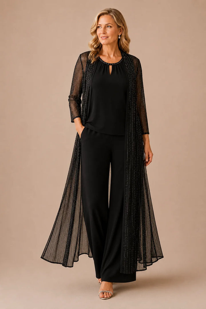 Completo pantalone formale con spolverino trasparente