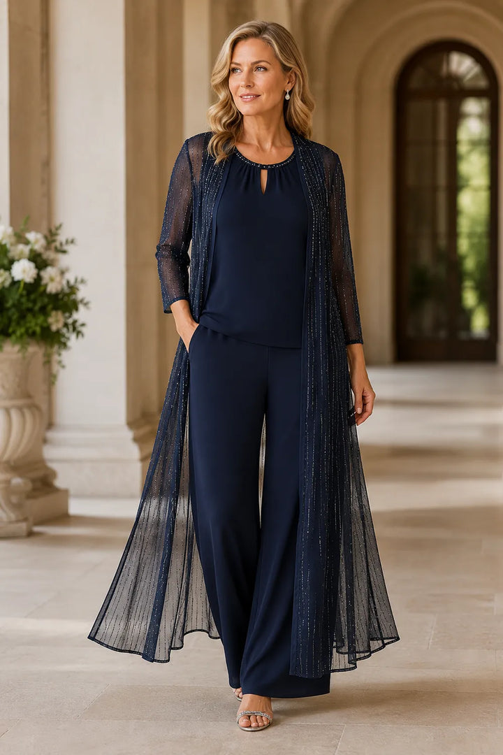 Completo pantalone formale con spolverino trasparente