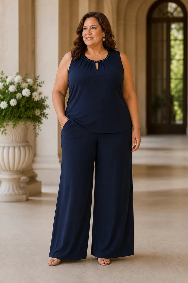 Completo pantalone formale con spolverino trasparente