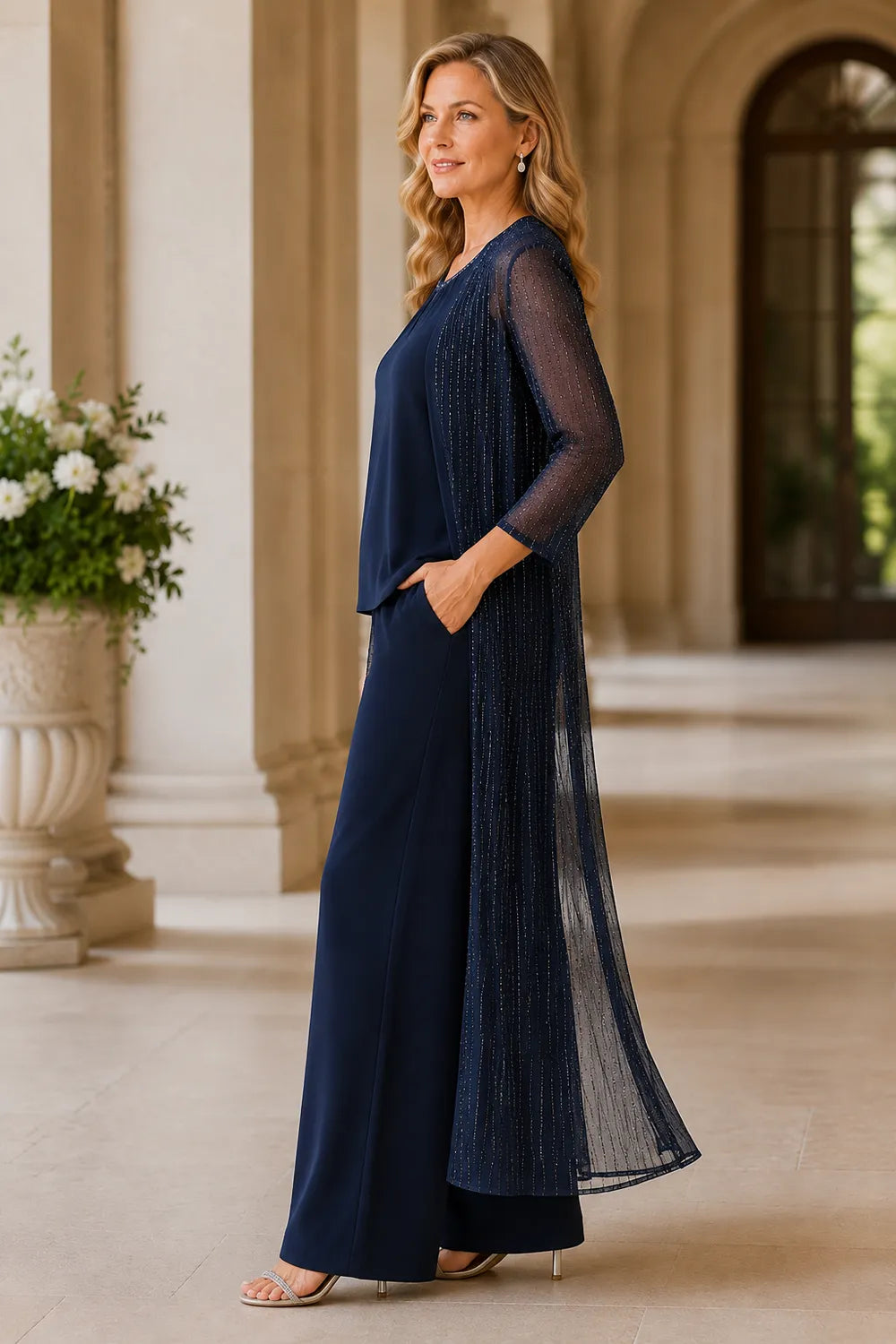 Completo pantalone formale con spolverino trasparente