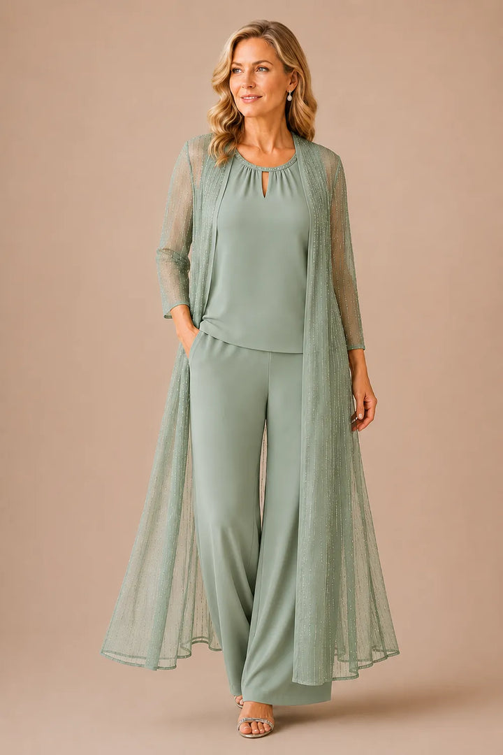 Completo pantalone formale con spolverino trasparente