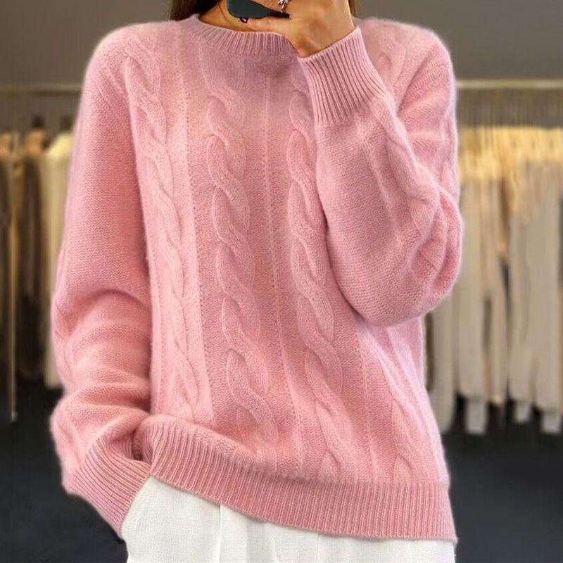 Maglione caldo lavorato a maglia in stile trecce