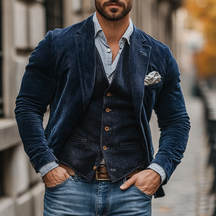 Blazer classico in velluto a coste