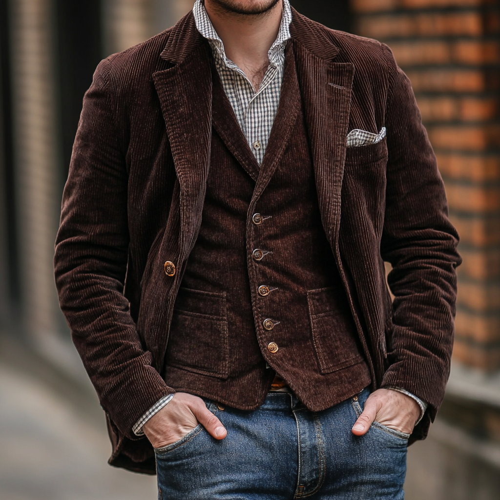 Blazer classico in velluto a coste