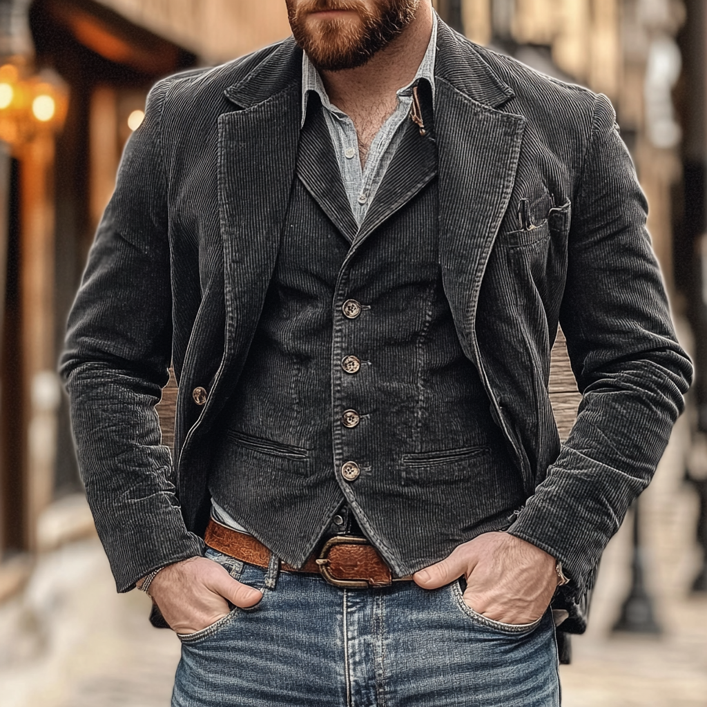 Blazer classico in velluto a coste