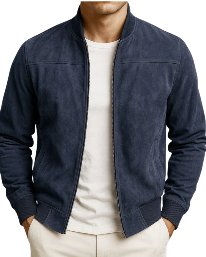 Giacca Elegante in Pelle Scamosciata